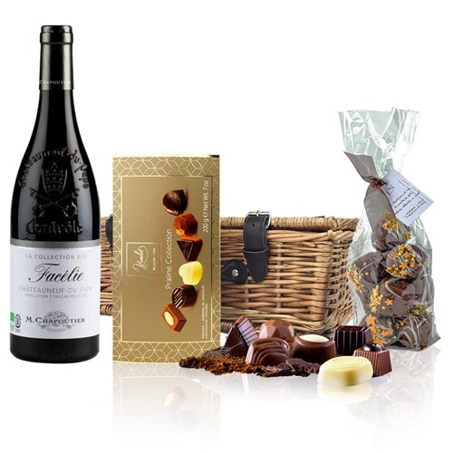Chateauneuf-du-Pape Facelie Collection Bio M.Chapoutier 75cl Red Wine And Chocolates Hamper